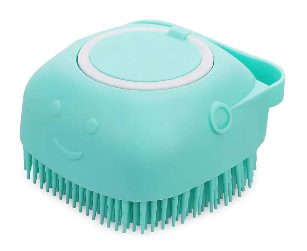 Pet Grooming Bath and Massage Brush with Soap and Shampoo Dispenser