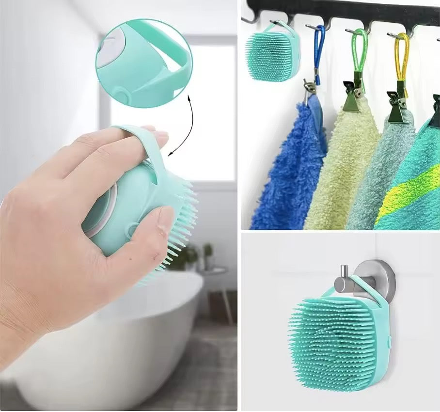 Pet Grooming Bath and Massage Brush with Soap and Shampoo Dispenser