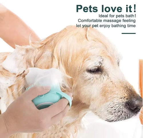 Pet Grooming Bath and Massage Brush with Soap and Shampoo Dispenser