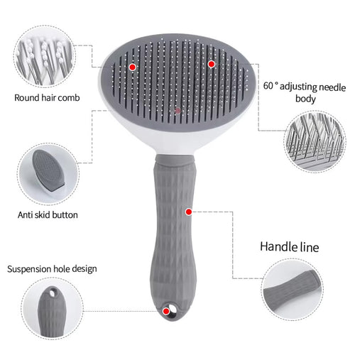 One-Click Fur Removal Grooming Brush